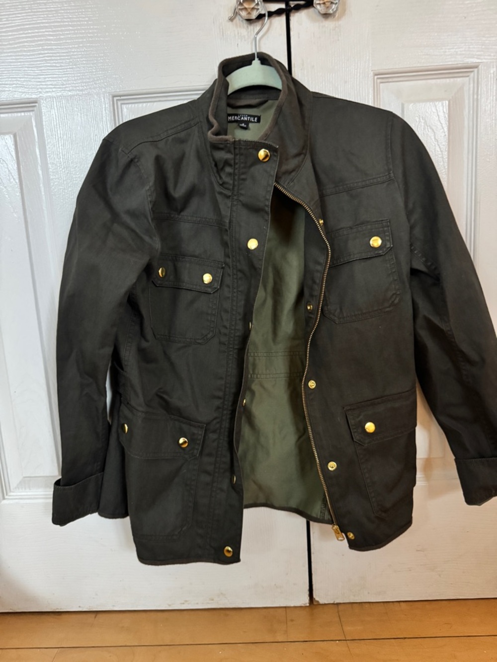 J.Crew Mercantile Olive Utility Jacket Small | Gold Hardware Field Jacket - Picture 13 of 13